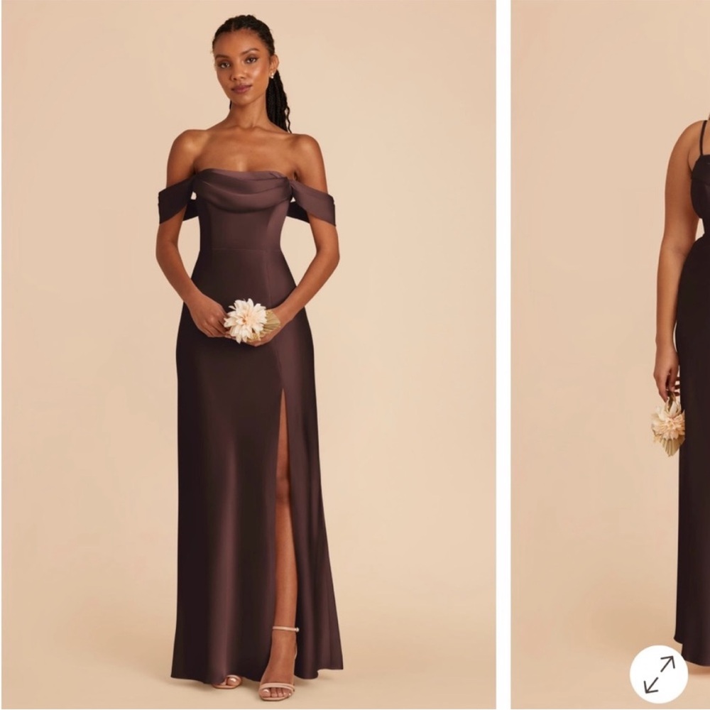 Birdy Grey Off-Shoulder Maxi Dress in Deep Brown
